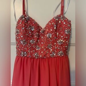 CORAL | heart shaped bejeweled formal mini dress size 11